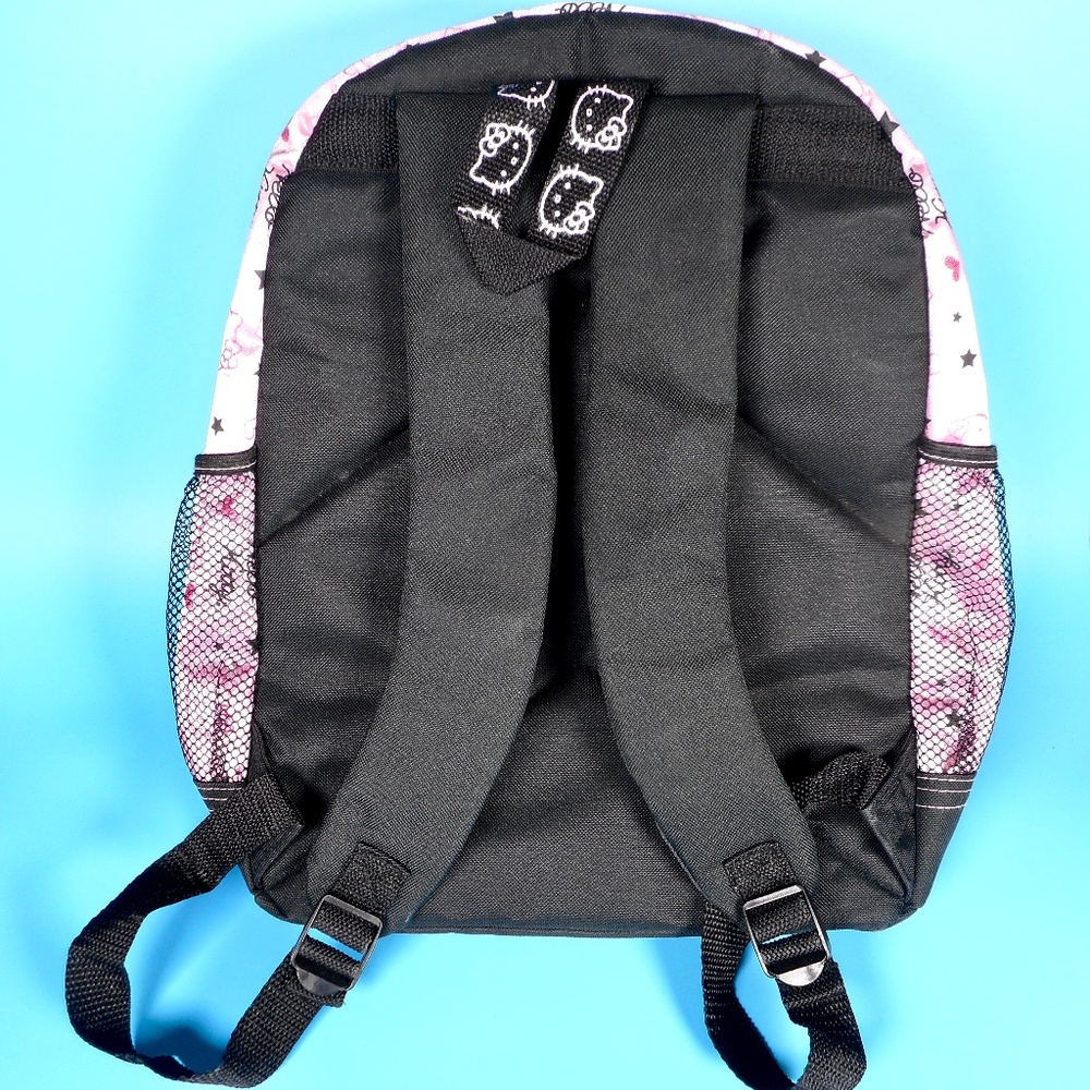 Hello Kitty Sanrio Light Pink Black Backpack Hearts Stars School Embroidered - Picture 8 of 14